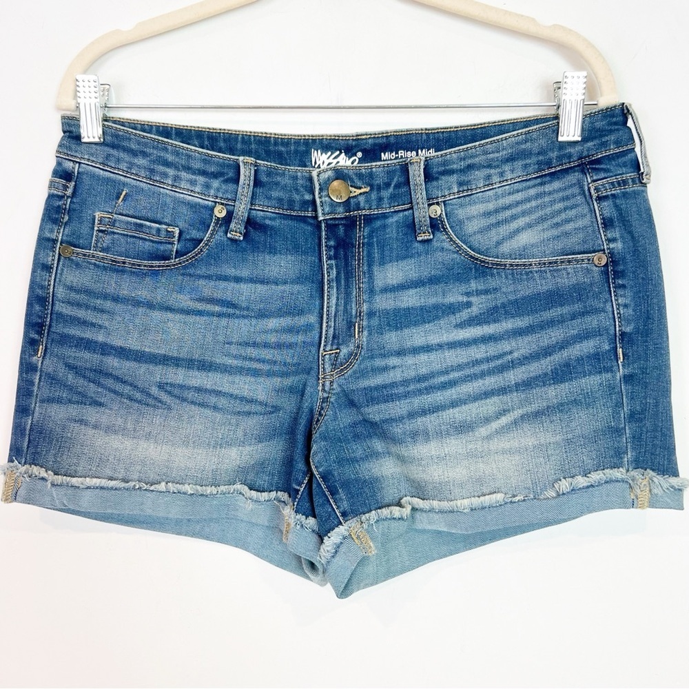 MOSSIMO DENIM MID RISE CUFFED CUT OFF SHORTS WOMENS SZ 10